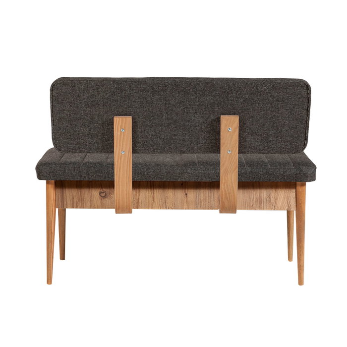 Hanah Home Banco Vina Anthracite, Pino Atlantico, Tapizado Lino, Banco con Almacenamiento, 110x85x40cm